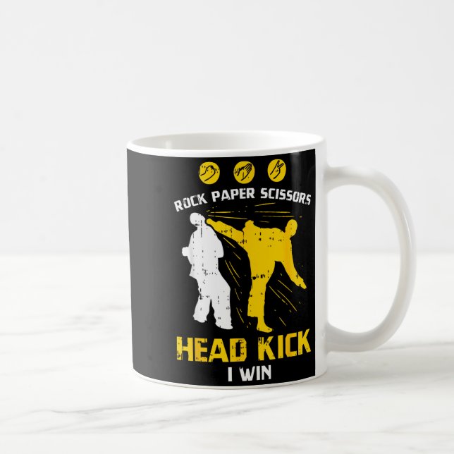Rock Paper Scissors Head Kick I Win Taekwondo Coffee Mug (Right)