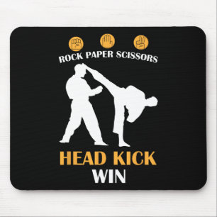 Rock Paper Scissors Head Kick I Win Yellow Karate Mouse Pad