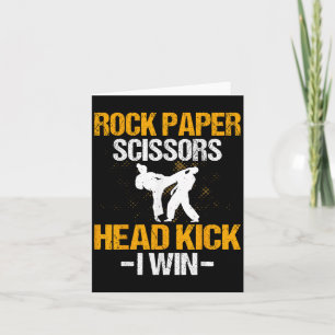 Rock Paper Scissors Headkick I Win - Martial Arts Card