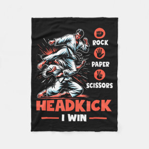 Rock Paper Scissors Headkick Win Funny Taekwondo Fleece Blanket