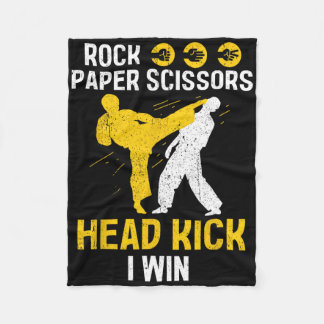 Rock Paper Scissors Headkick Win - Taekwondo Karat Fleece Blanket