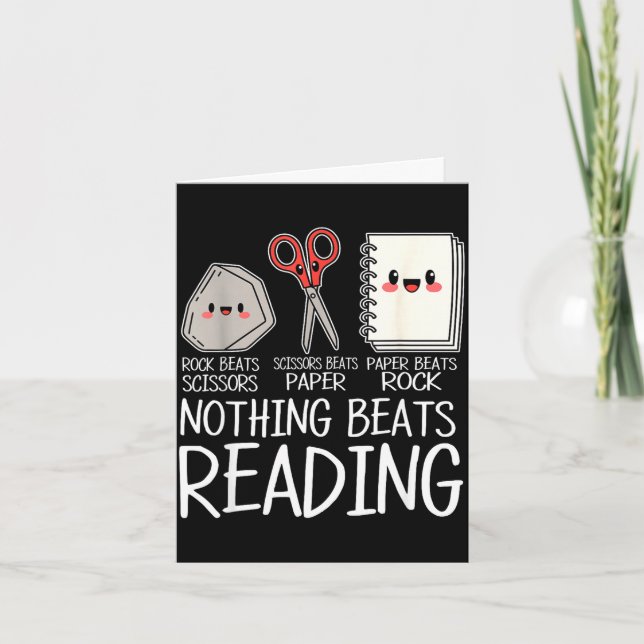Rock paper scissors nothing beats reading book card (Front)