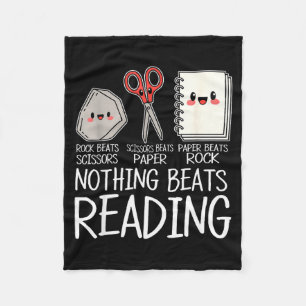 Rock paper scissors nothing beats reading book fleece blanket
