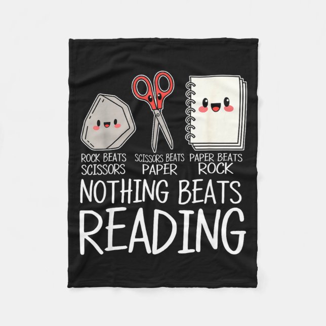Rock paper scissors nothing beats reading book fleece blanket (Front)