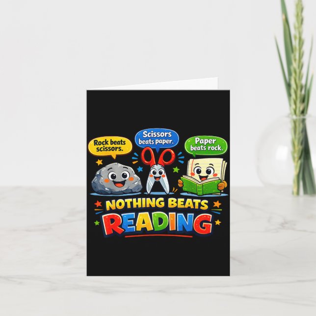 Rock paper scissors nothing beats reading funny card (Front)