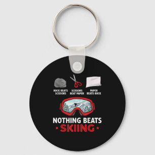 Rock Paper Scissors Nothing Beats Skiing  Key Ring