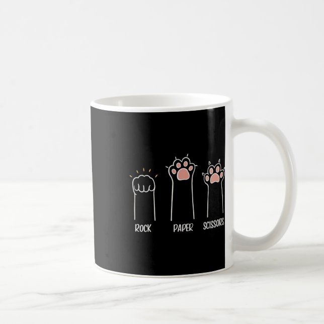 Rock Paper Scissors Paw Cute Cat Animal Game  Coffee Mug (Right)