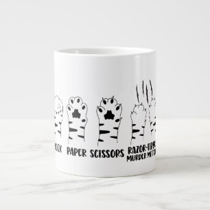 Rock Paper Scissors Razor Claws Funny Cat  Large Coffee Mug