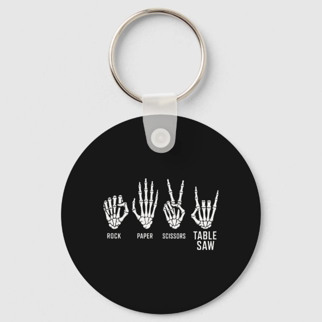 Rock Paper Scissors Table Saw Woodworking Key Ring (Front)