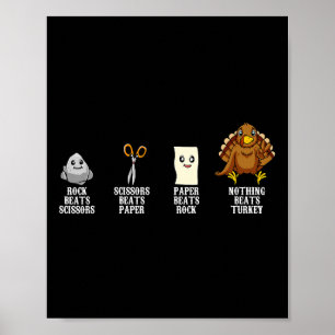 Rock Paper Scissors Thanksgiving Day Turkey Fall A Poster