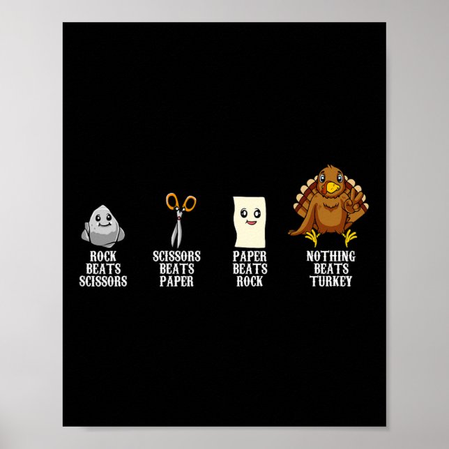 Rock Paper Scissors Thanksgiving Day Turkey Fall A Poster (Front)