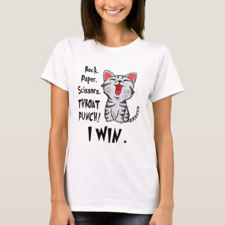 Rock Paper Scissors Throat Punch I Win Cat Funny T-Shirt