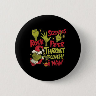 Rock Paper Scissors Throat Punch I Win Funny Chris 6 Cm Round Badge