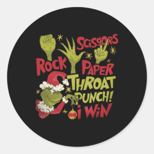 Rock Paper Scissors Throat Punch I Win Funny Chris Classic Round Sticker