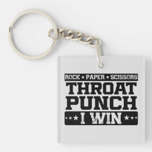 Rock Paper Scissors Throat Punch I Win, Funny  Key Ring