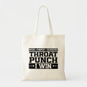 Rock Paper Scissors Throat Punch I Win, Funny Tote Bag