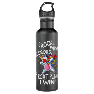 Rock Paper Scissors Throat Punch I win Unicorn Box 710 Ml Water Bottle