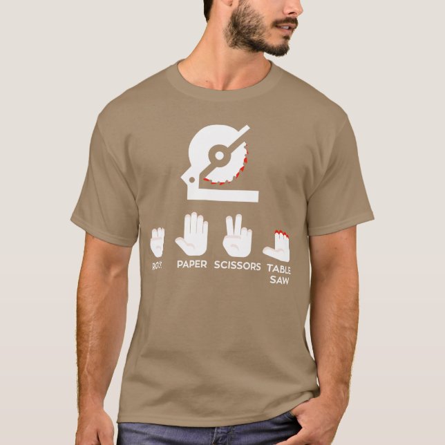Rock Paper Scissorsable Saw Carpenter Accident fri T-Shirt (Front)