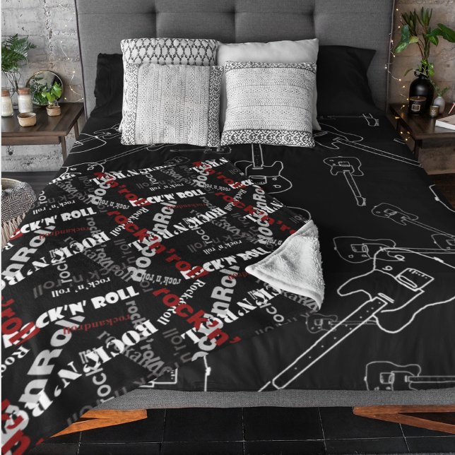 Rock pattern Rock'n' Roll Fleece Blanket (Creator Uploaded)