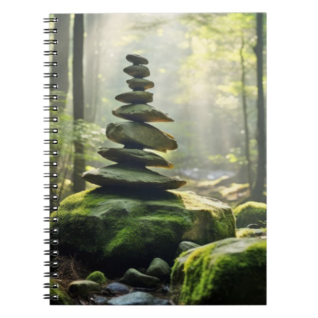 Rock Pebble Forest Tranquil Peaceful  Notebook (Front)