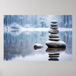 Rock Pebble Forest Tranquil Peaceful  Poster