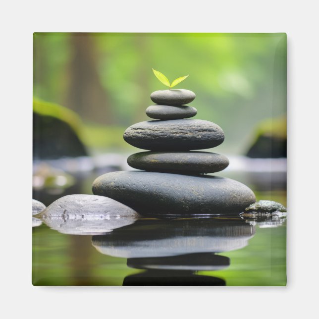 Rock Pebble Water Tranquil Peaceful  Magnet (Front)