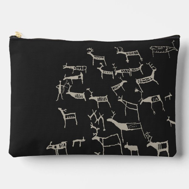Rock Petroglyph Ancient European Deer Hunting Accessory Pouch (Front)
