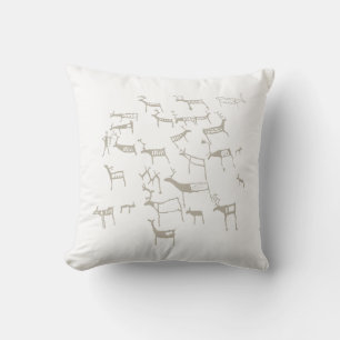 Rock Petroglyph Ancient European Deer Hunting Cushion