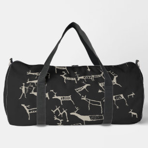 Rock Petroglyph Ancient European Deer Hunting Duffle Bag