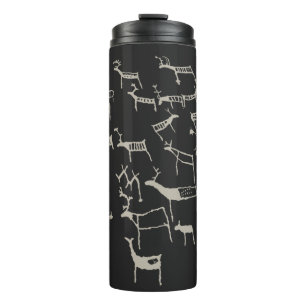 Rock Petroglyph Ancient European Deer Hunting Thermal Tumbler