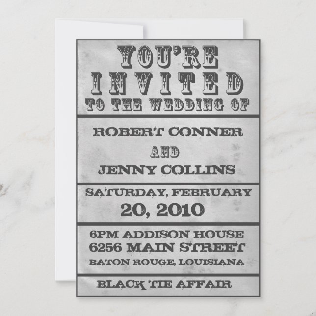 Rock Poster Wedding Invite (Today's Best Award) (Front)