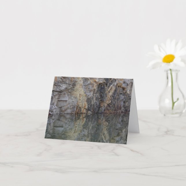 Rock Quarry Wall Reflections #3 Nature Note  Card (Small Plant)