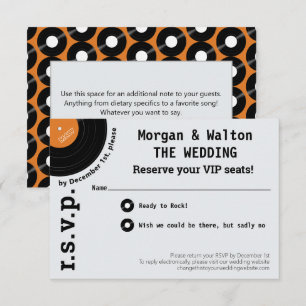 Rock Record Album Concert Style Simple RSVP Orange Card