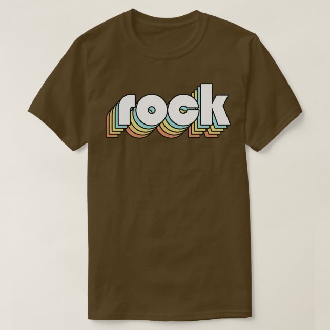Rock Retro Rainbow Typography Faded Style T-Shirt (Design Front)