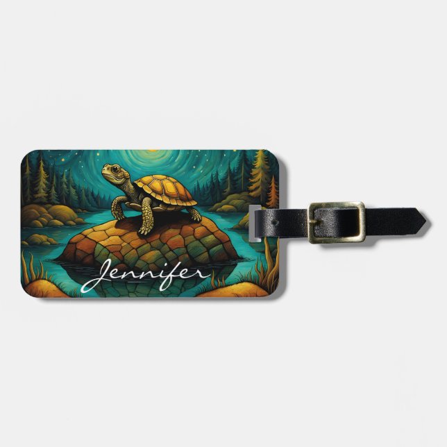Rock River Turtle  Luggage Tag (Front Horizontal)