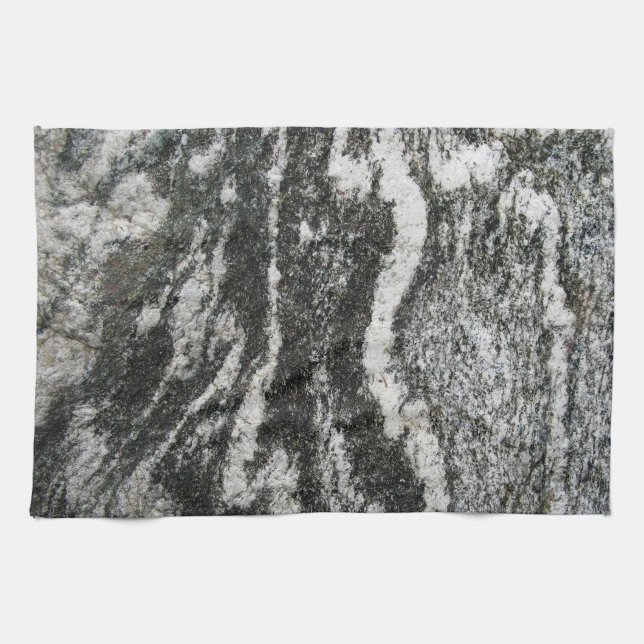 Rock Rock with Grey Geology Cat Pattern Tea Towel (Horizontal)