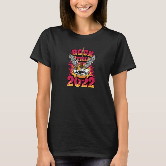 Rock & Roll 2022 Electric Guitar And Wings Music T-Shirt (Front)