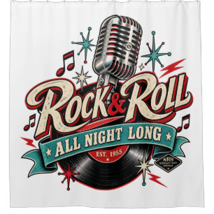 Rock & Roll All Night Long Vintage Shower Curtain