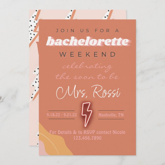 Rock & Roll Bach party invitation (Front/Back)