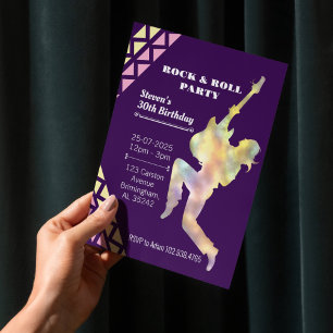 Rock & Roll Birthday Party Invitation, Neon Design Invitation