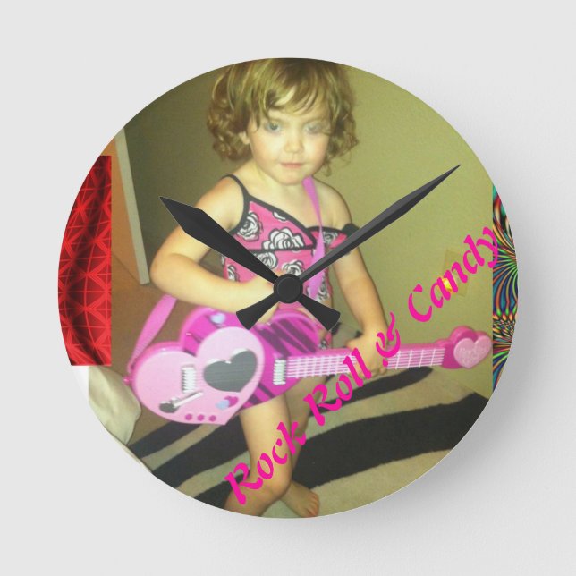 Rock Roll & Candy Round Clock (Front)