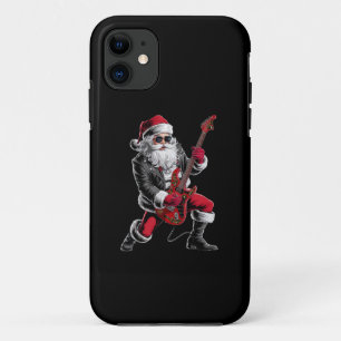 Rock & Roll Christmas Santa Claus Guitar Player Case-Mate iPhone Case