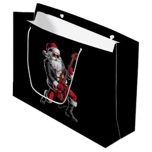 Rock & Roll Christmas Santa Claus Guitar Player Large Gift Bag