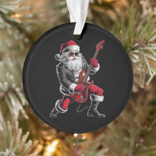 Rock & Roll Christmas Santa Claus Guitar Player Ornament