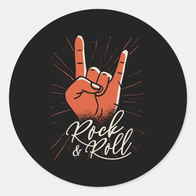 Rock & roll classic round sticker (Front)