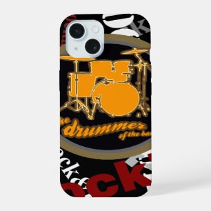 rock & roll ~ drummer iPhone 15 case