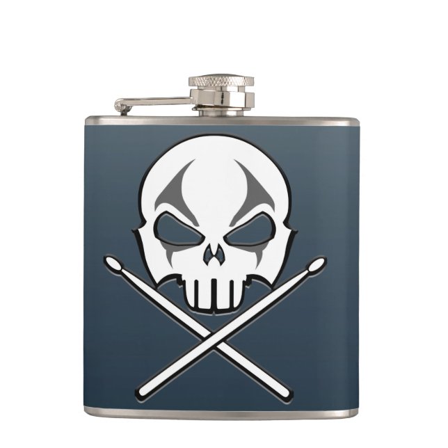 Rock & Roll Flask Heavy Metal Drummer Drink Flask (Front)