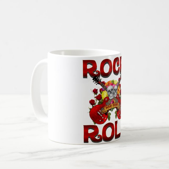 Rock Roll For Ever Skulls Coffee Mug (Front Left)