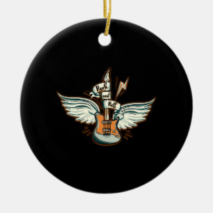 Rock & Roll Guitar Wings Music Ceramic Tree Decoration
