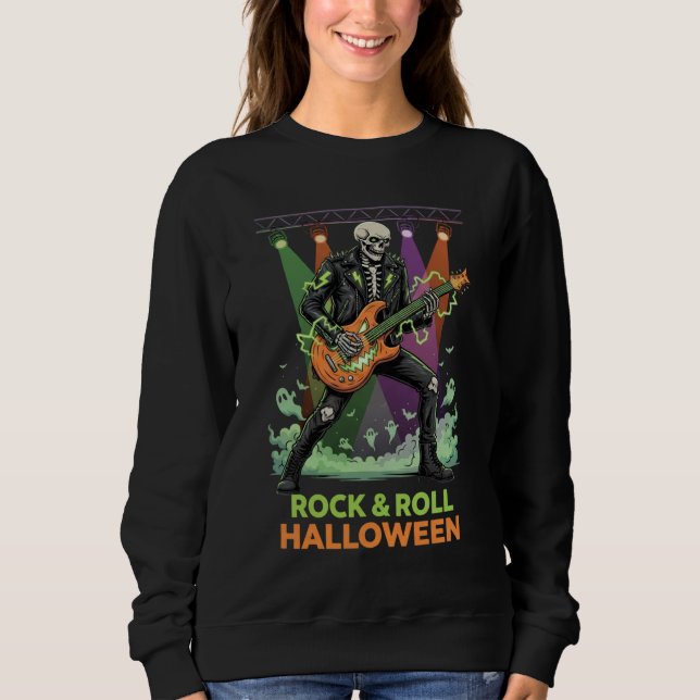 Rock & Roll Halloween Skeleton Sweatshirt (Front)